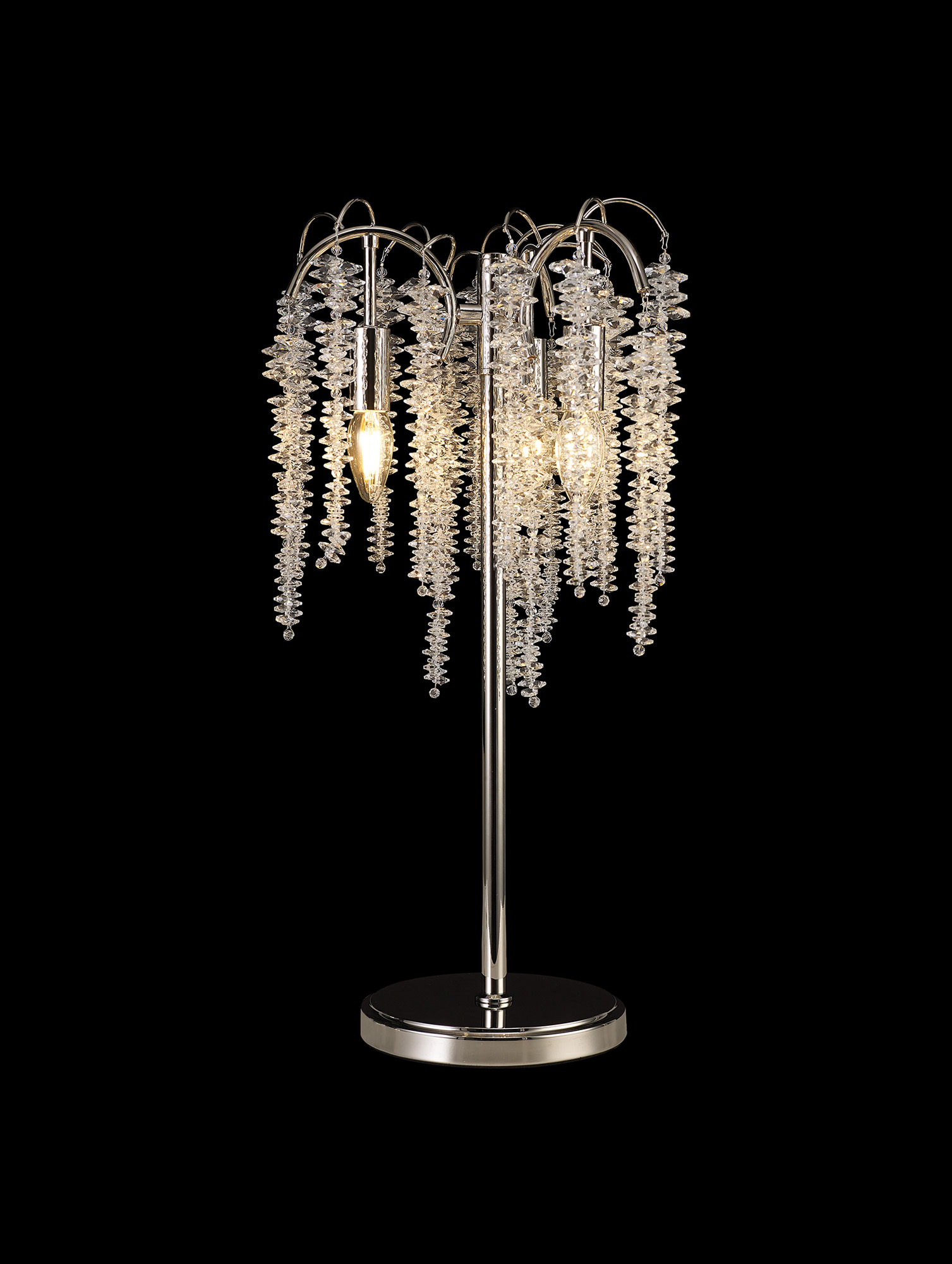 IL32904  Wisteria 62cm Table Lamp 3 Light Polished Nickel